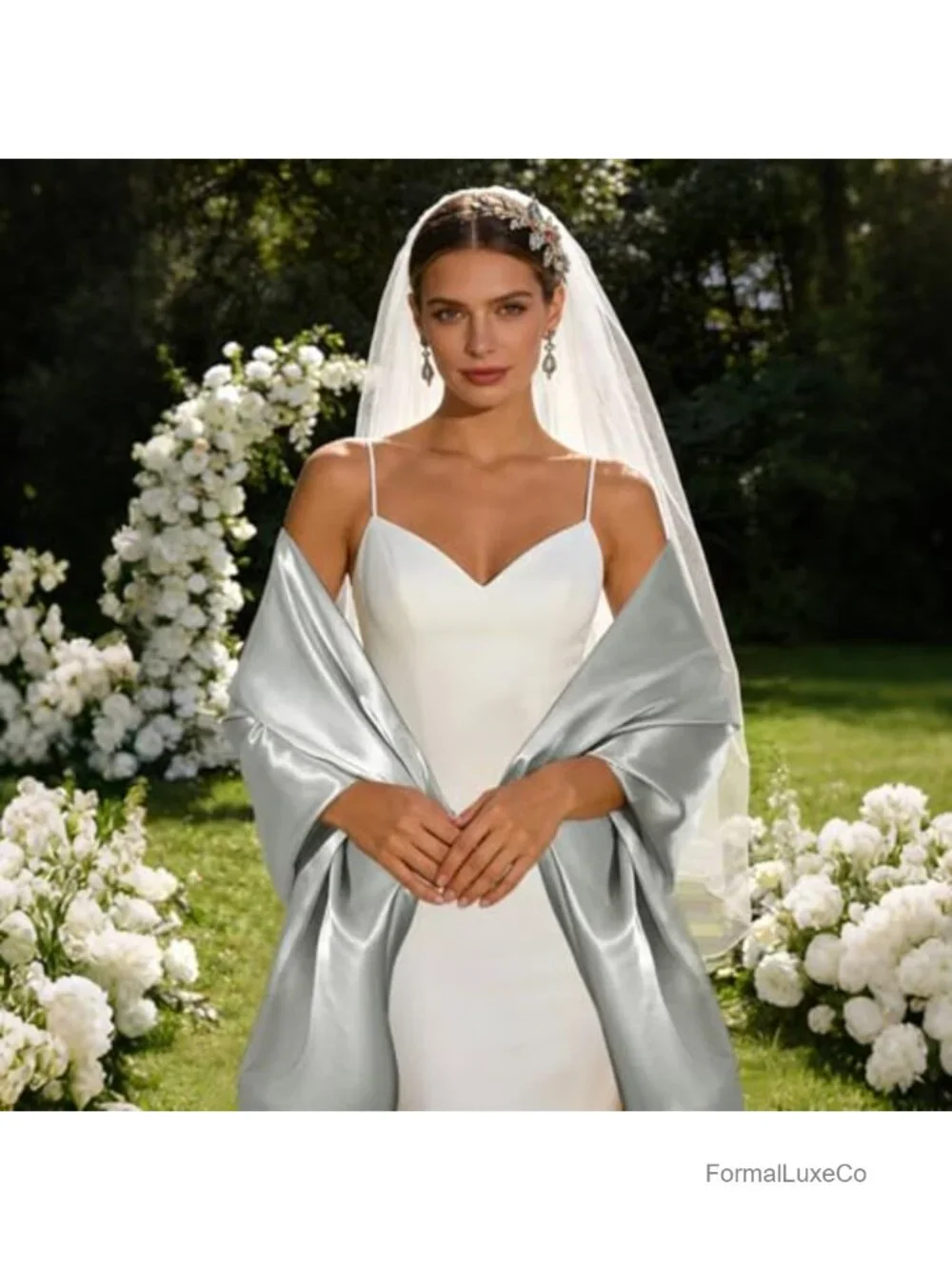 Satin Wrap Shawl for Evening Dresses Wedding Guest Formal Event